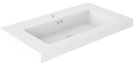 Lavabo da incasso con bordo a vista bacino al centro rettangolare Nantes L 81 x H 6 x P 46 cm in resina bianco