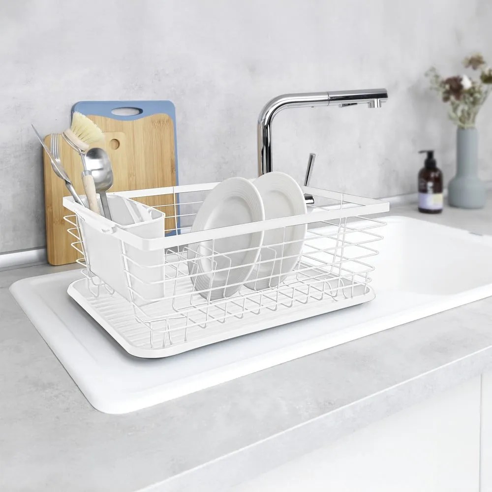 Scolapiatti bianco opaco in metallo 36x30 cm Drip – Wenko