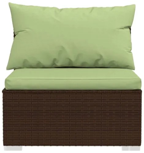 Set Divani da Giardino 12 pz con Cuscini in Polyrattan Marrone