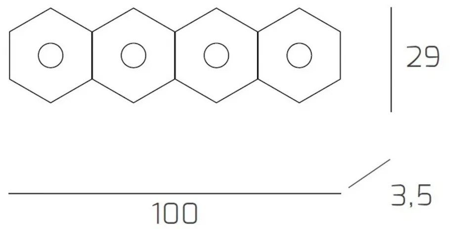 Plafoniera Moderna Hexagon Metallo Sabbia 4 Luci Led 12X4W