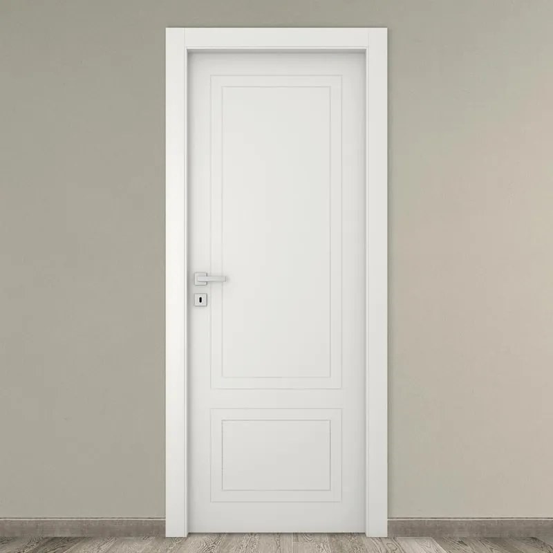 Porta interna a battente Nobel in legno laccato colore bianco, L 80 x H 210 cm, apertura reversibile