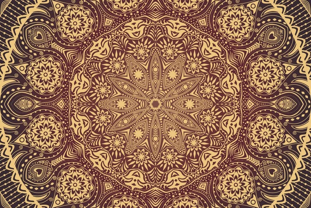 Carta da parati autoadesiva – Mandala decorativa con pizzo in bordeaux
