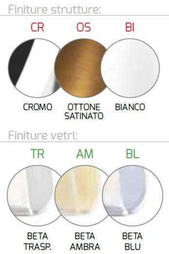 Plafoniera Contemporanea Double Skin Beta Metallo Cromo Vetro Ambra 1 Luce E27