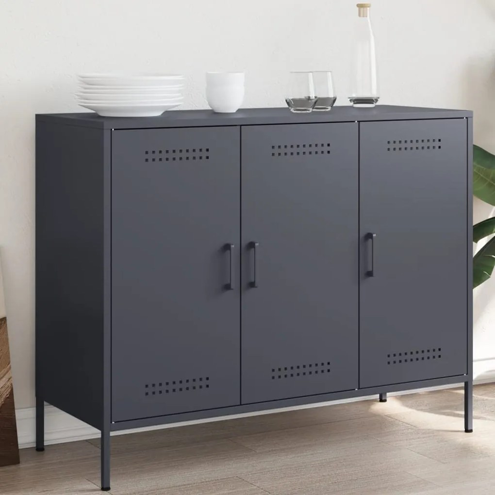 Credenza Antracite 100,5x39x79 Cm İn Acciaio /