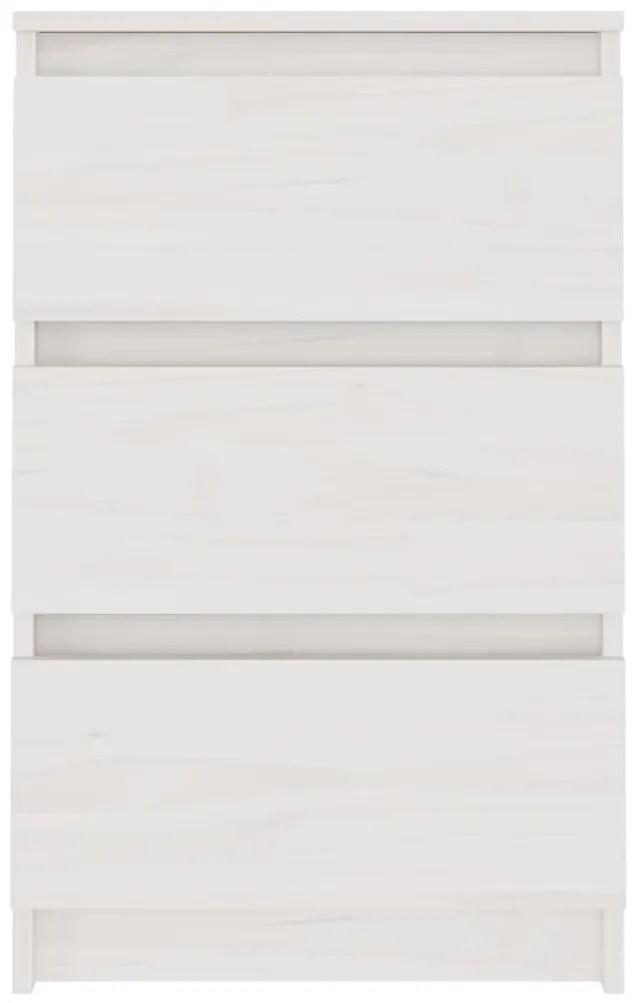 Comodino Bianco 40x29,5x64 cm in Legno Massello di Pino