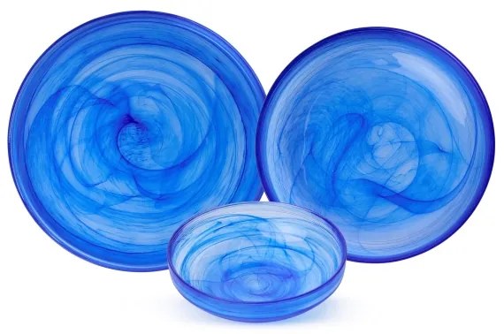 Servizio da tavola 18 pezzi, blu/vetro