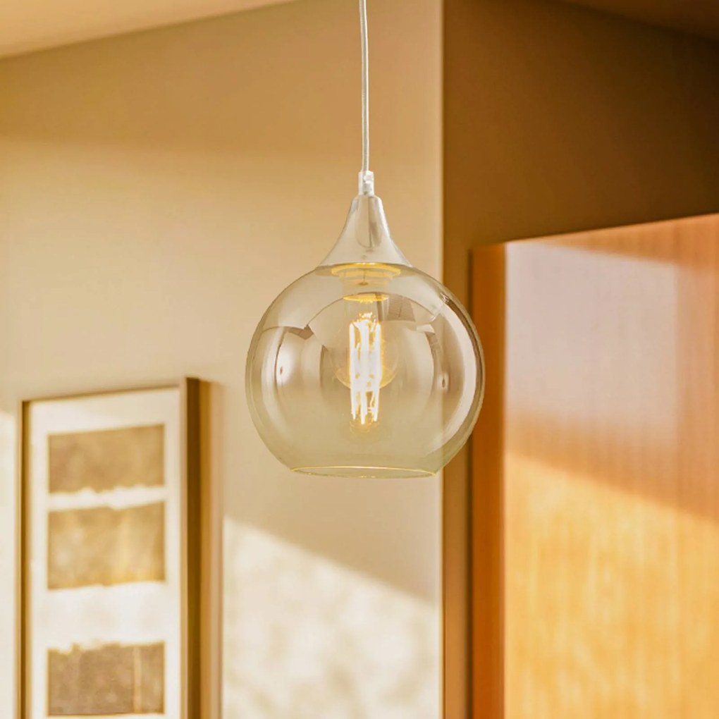 Eko-Light Lampada a sospensione Monte in vetro, 1 luce, argento