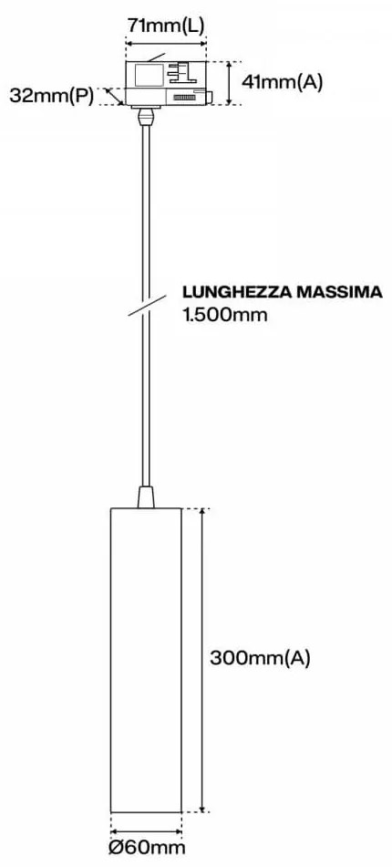 Faro LED a Sospensione per Binario Trifase GU10 - Nero 1,5m Faro a binario  Trifase / GU10