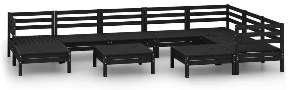 Set salotto da giardino 10 pz in legno massello di pino nero