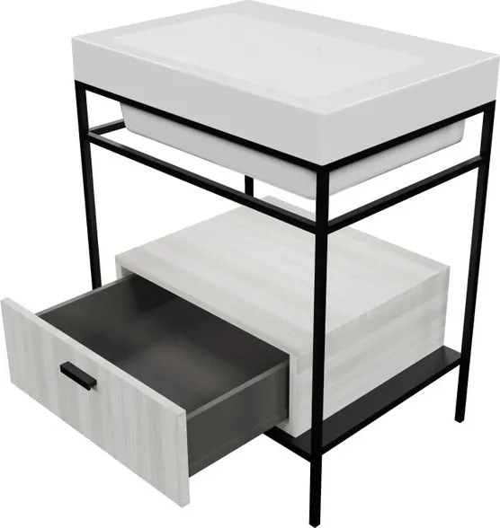 Cassetti in truciolare Alaqua COLAVENE L70xP50xH20 cm bianco eucalipto, per struttura in metallo