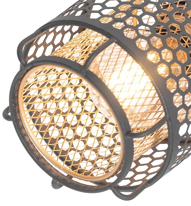 Plafoniera di design nera con oro 4 luci oblunga - Noud