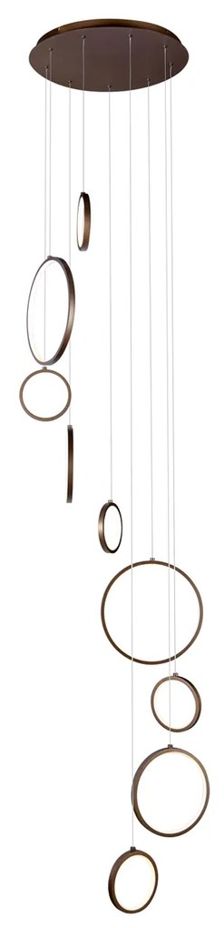 Lampada a sospensione di design bronzo scuro a 9 luci con LED dimmerabile a 3 livelli - Vide Anella