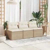 Divani Giardino Senza Braccioli con Cuscini 2 Beige Polyrattancod mxl 91198