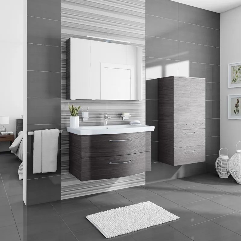 Mobile sottolavabo e lavabo Solitaire per vasca centrale grafite L 90 x H 49 x P 22 cm 2 cassetti