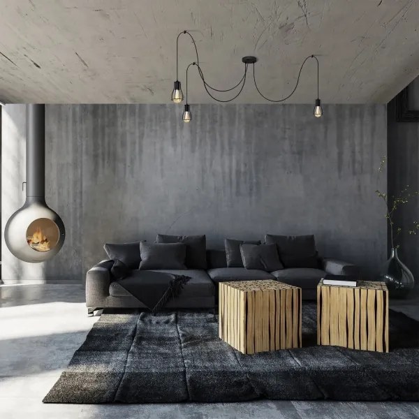 Lampadario a sospensione con filo TUBE LONG 3xE27/15W/230V nero