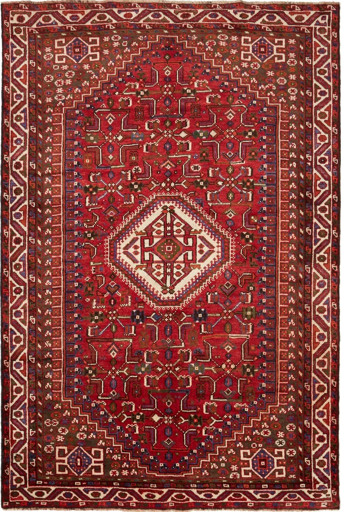Shiraz Tappeto 260 x 170 Rosso (Iran) Annodato A Mano