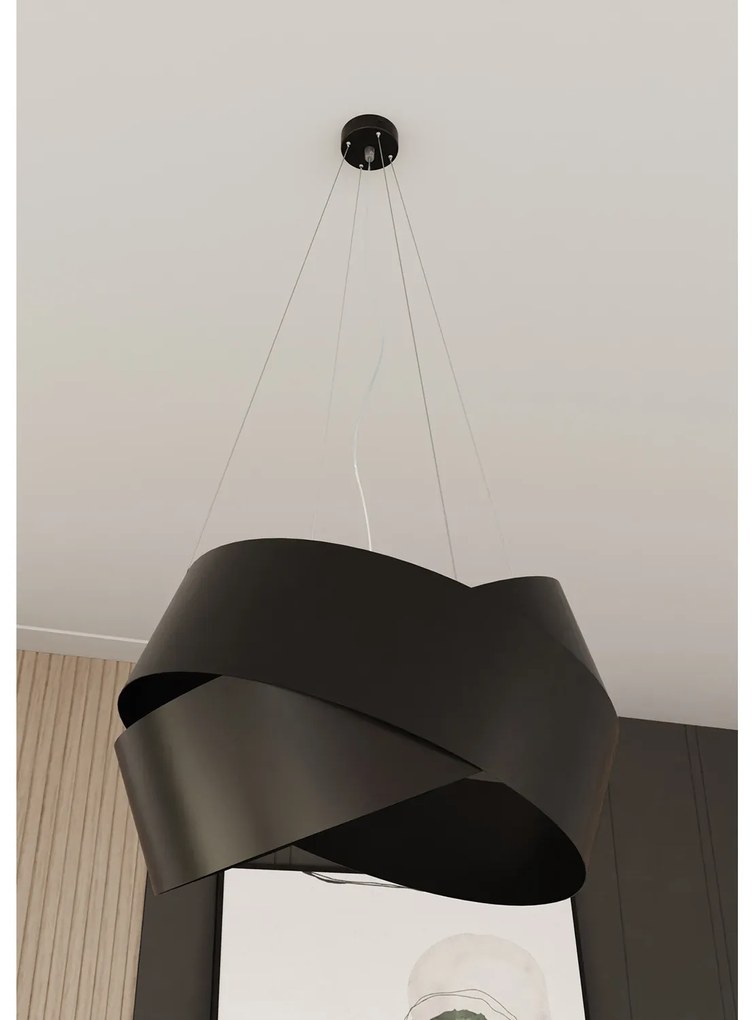Sospensione Moderna 1 Luce In Fasce Di Acciaio Nero