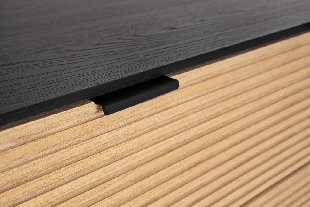 Cassettiera ALLYCIA in legno di frassino nero e naturale, 104x40x81,5 cm