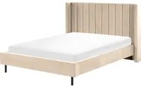 Letto matrimoniale con doghe 140 x 200 cm velluto di colore beige stile glam moderno