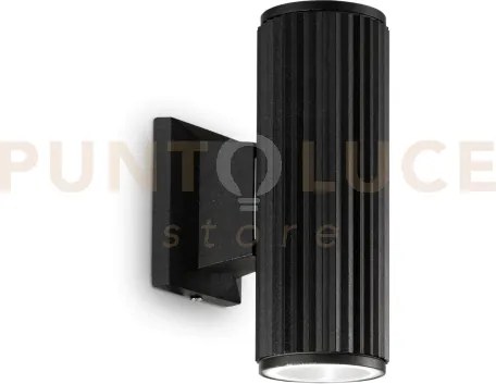 Base applique 18cm doppia emissione 2 luci attacco gu10 ip44 nero