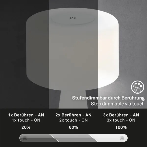 Briloner 7420016 - LED Lampada da tavolo touch ricaricabile e dimmerabile LED/4W/5V 3000K bianco