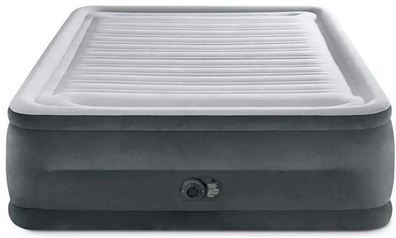 Materasso matrimoniale autogonfiante Intex airbed dura-beam comfort-plush high-rise' colore grigio chiaro e pompa integrata, 152x203x56 cm - cod.