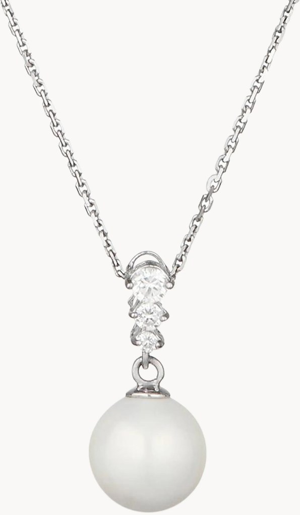 Collana in argento con ciondolo in oro bianco e zirconi Clarté