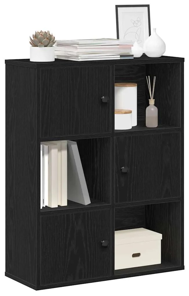 Libreria Rovere Nero 60x24x76,5 Cm İn Legno Multistrato /