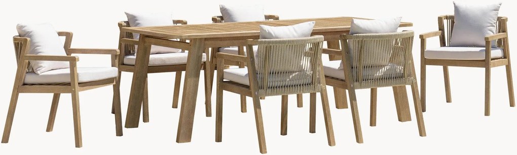 Set da pranzo da giardino in legno di acacia Celestin, set da 7