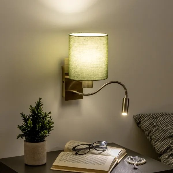 Brilagi - Applique a LED NUBILA 1xE27/25W/230V + LED/3W ottone/verde