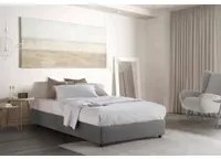 Letto piazza e mezza Nicole, Letto contenitore con rivestimento in tessuto, Made in Italy, Apertura frontale, adatto per materasso cm 120x190, Grigio