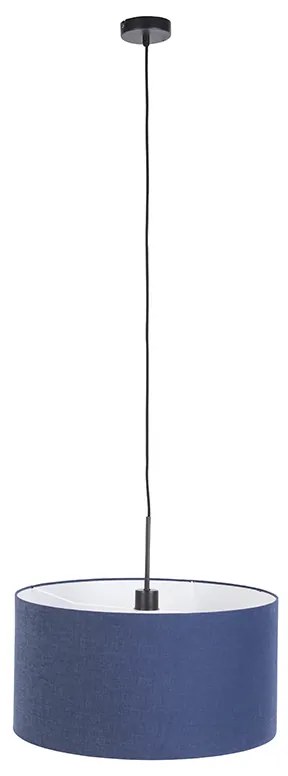 Lampada a sospensione moderna nera con paralume blu antico 50 cm - Combi 1