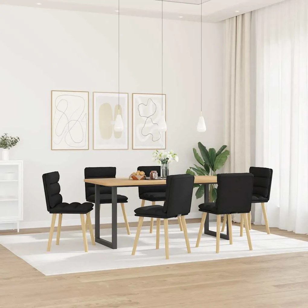 Sedie Da Pranzo 6 Pz Nere İn Tessuto /