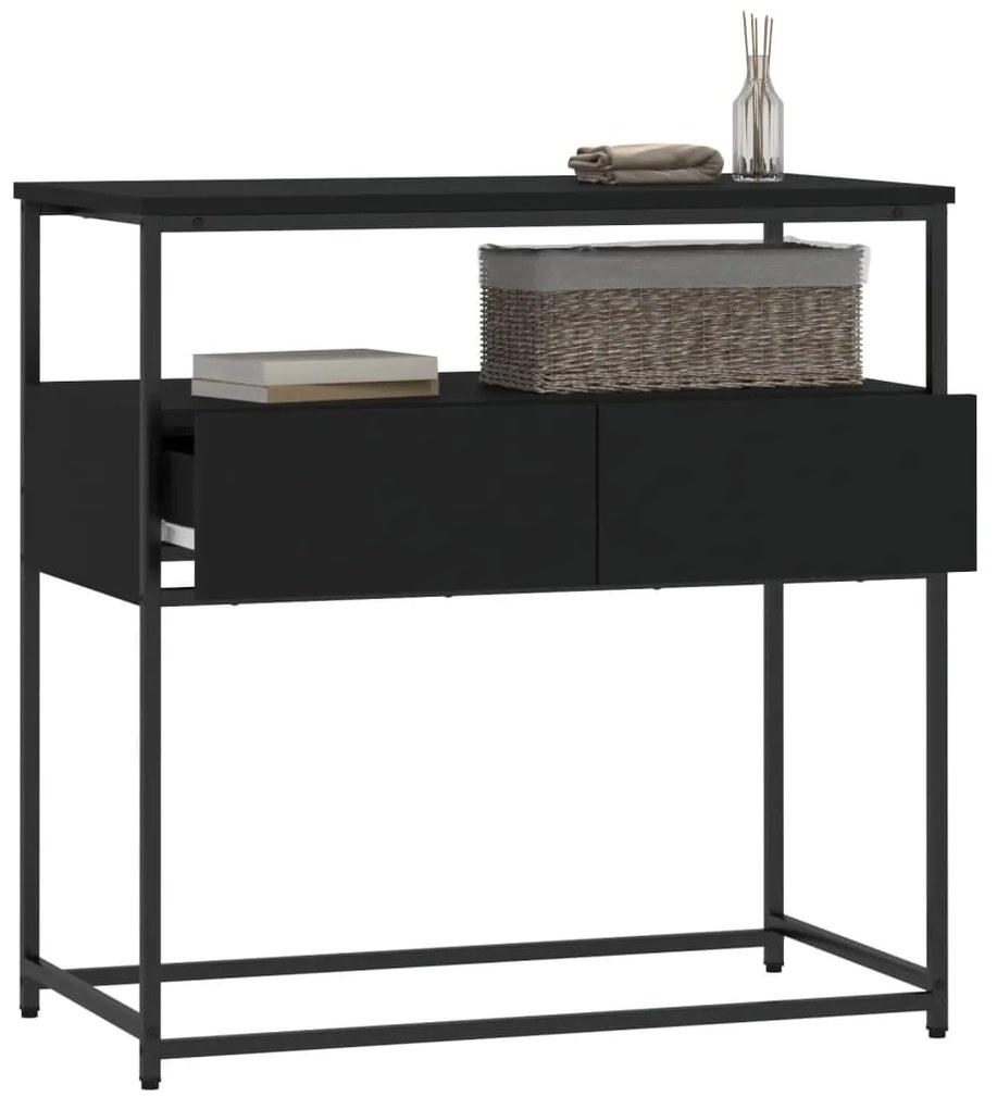 Tavolino consolle nero 75x40x75 cm in legno multistrato