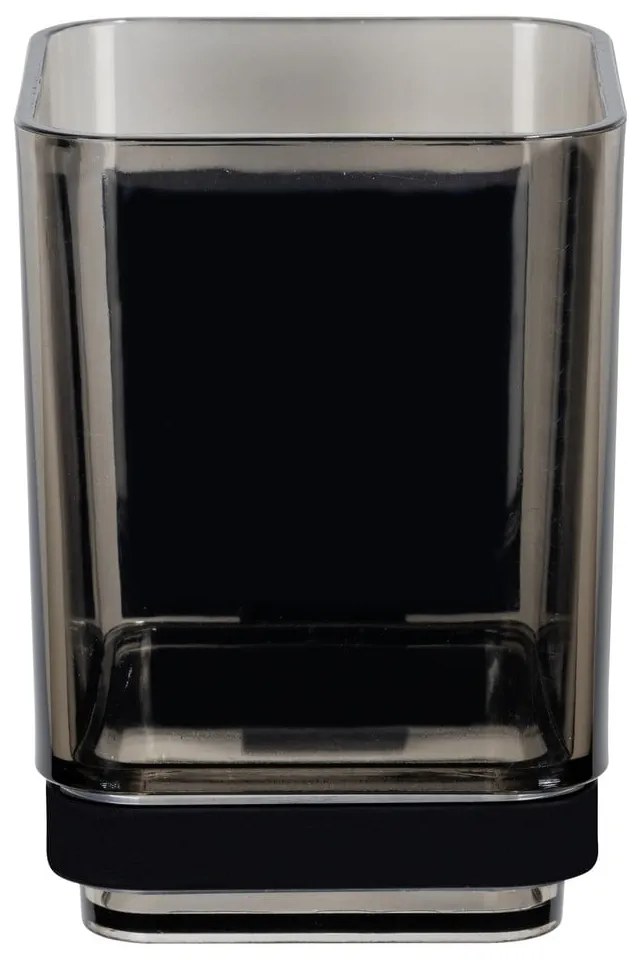 Bicchiere di plastica nero autoportante per spazzolini da denti Quadro - Wenko