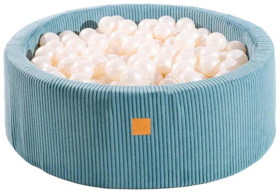 Piscina di palline turchese in velluto a coste ø 90x30 cm Montessori – Meowbaby