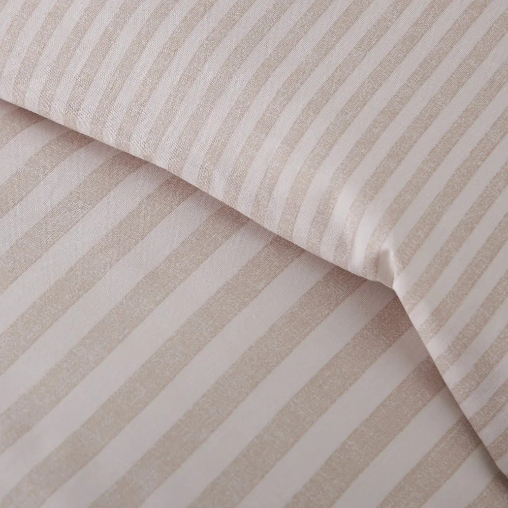 Set copripiumino e federa beige per letto matrimoniale/per letto esteso 3 pezzi 230x220 cm Epping Textured Stripe – Catherine Lansfield