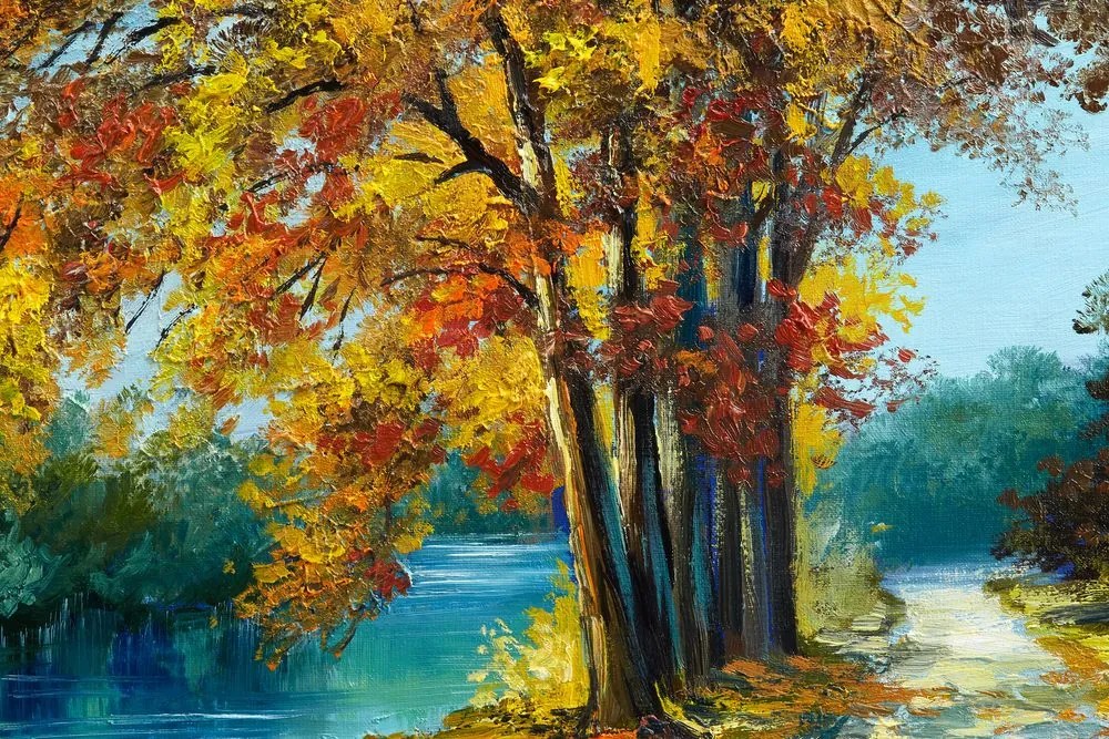 Stampa su tela – Alberi dipinti nei colori dell'autunno