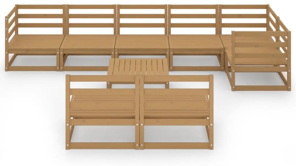 Set divani da giardino 9 pz miele in legno massello di pino