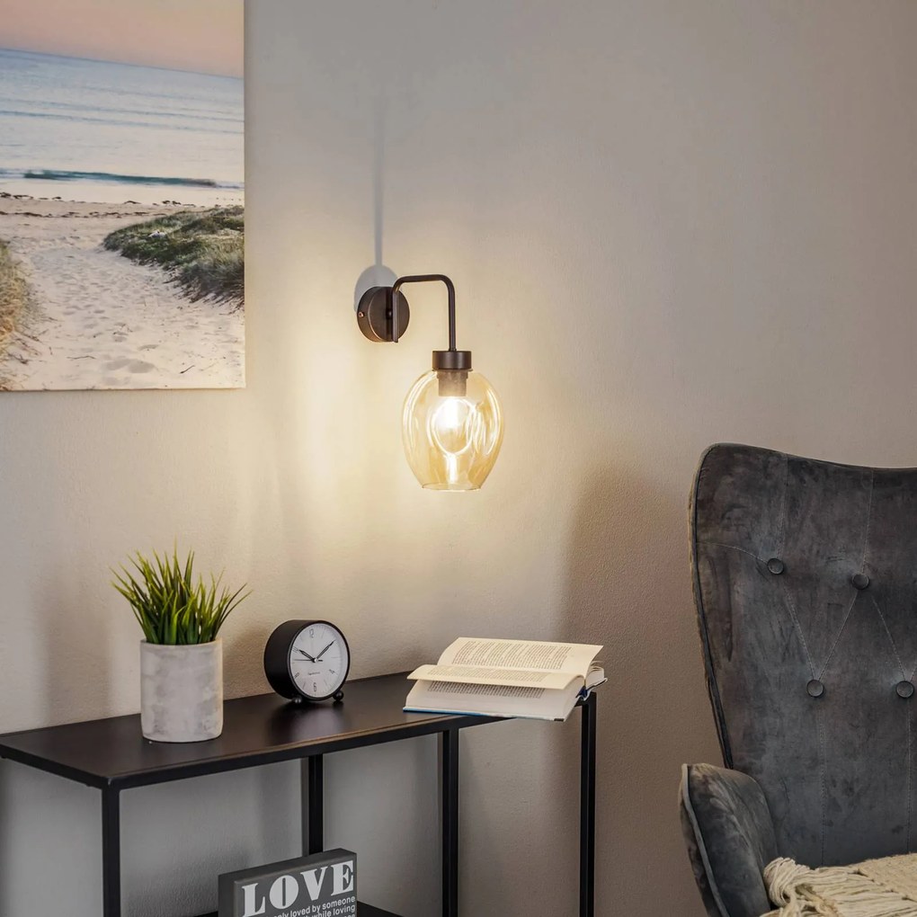 EMIBIG LIGHTING Applique Lukka, 1 luce, nero/ambra