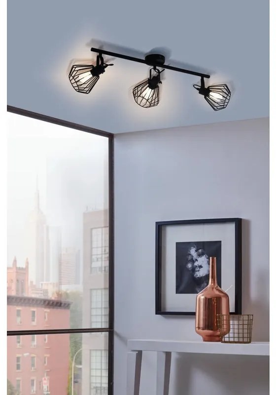 Faretto decorativo senza fonte luminosa TABILLANO in acciaio nero E27 40W INSPIRE 3 luci