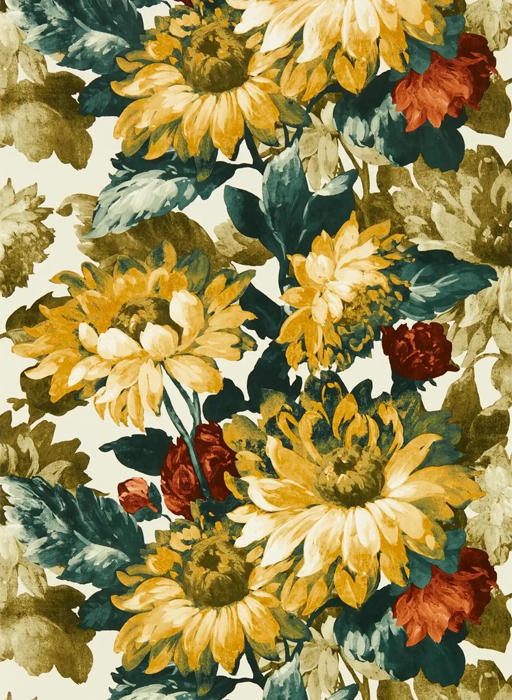 Clarke & Clarke Carta da parati Sunforest - Olive/ Russet