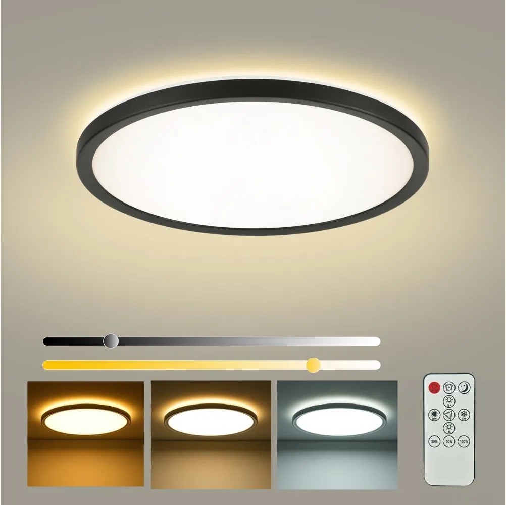 Brilagi - Lampada a LED dimmerabile ULTRA SLIM LED/24W/230V Ø 42 cm nera + telecomando