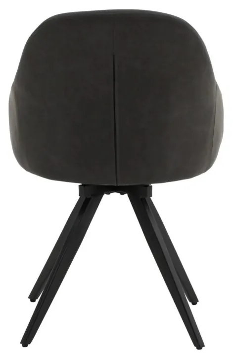Set di sedie girevoli COVENT in similpelle antracite e gambe in metallo nero, con braccioli