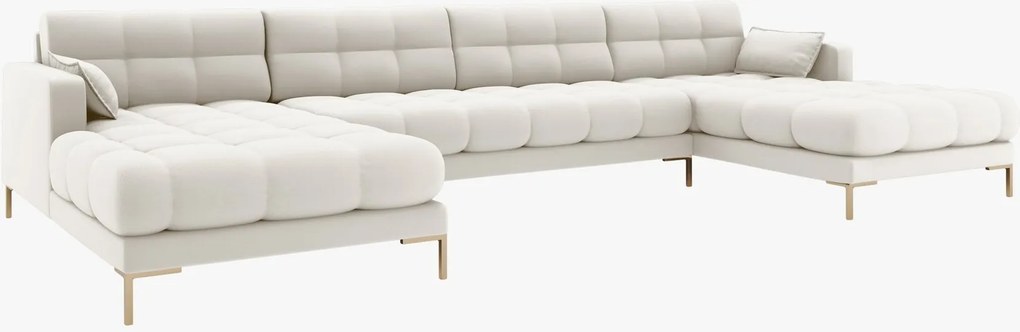 Divano angolare Mamaia 6 posti in velluto Bluvel gambe oro – L383 cm
