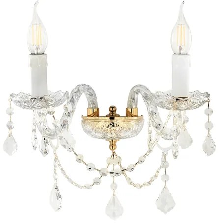 Applique OPERA 37 cm a 2 luci in vetro lavorato a mano Oro