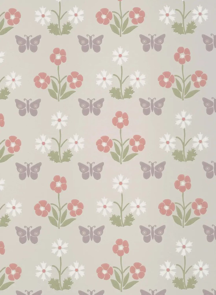 Little Greene Tapete Burges Butterfly - French Grey