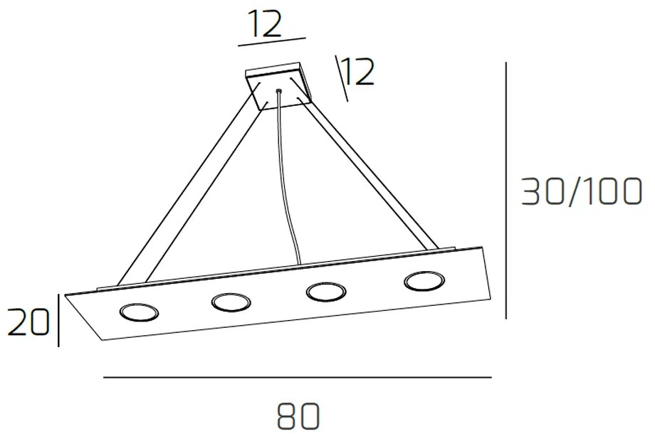 Sospensione Moderna Rettangolare Path Vetro Foglia Oro 4 Luci Gx53