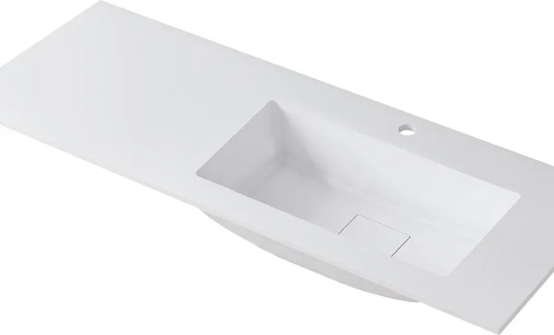 Lavabo a incasso rettangolare vasca a destra L 120.5 x H 15 x P 46 cm in resina bianco opaco