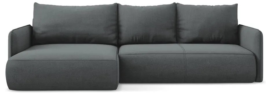 Divano angolare grigio allungabile/con contenitore (con penisola a sinistra) Nanea – Makamii